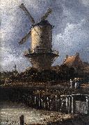 RUISDAEL, Jacob Isaackszon van The Windmill at Wijk bij Duurstede (detail) af oil